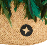 Straw Feather Blue Tote