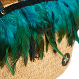 Straw Feather Blue Tote