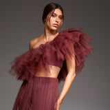 Beamina Maroon Tulle Pants