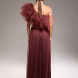 Beamina Maroon Tulle Pants