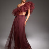 Beamina Maroon Tulle Pants