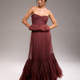 Karrie Maroon Tulle Skirt