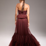 Karrie Maroon Tulle Skirt