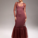 Betty Maroon Tulle Dress