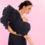 Lala Black Ruffle Top